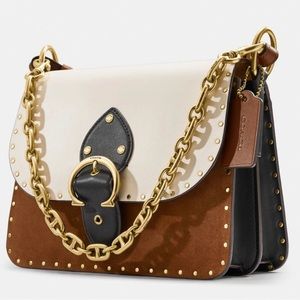 Coach beat color block with rivets shoulder beat bag. Brand new with tags!!